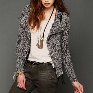 Free People Black and White Knit Cardigan